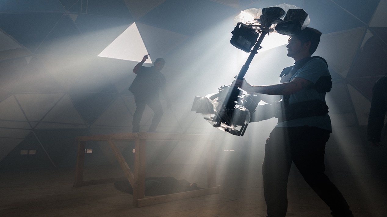 filmmakers on a smoky set