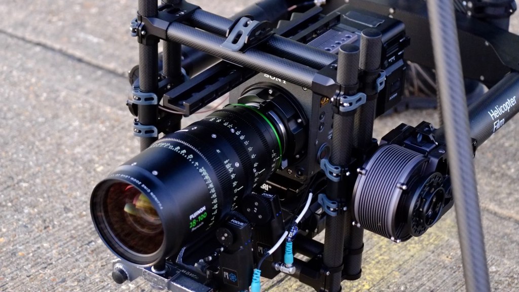 HFS Titan Ultra Heavy lift drone with MoviXL gimbal CU. Picture - Aerial DP Jeremy Braben, Assoc. BSC, Helicopter Film Services