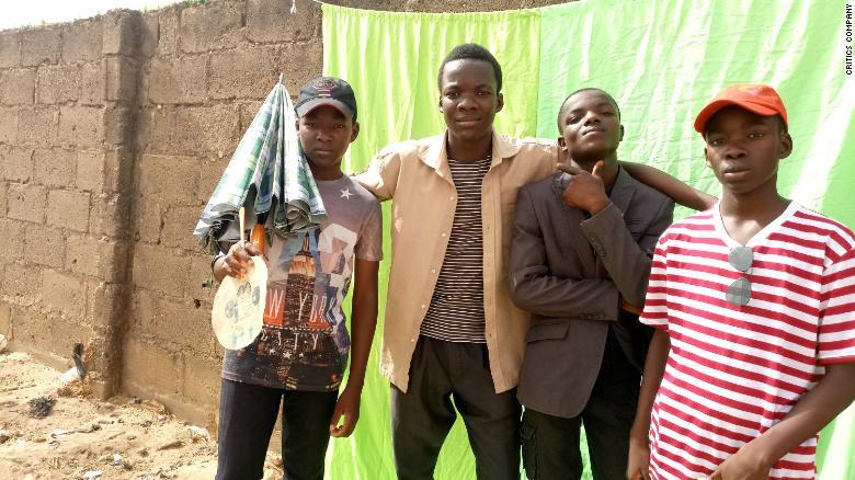 Members of The Critics posing on the set of one of their short films, "Chase," in Kaduna, Nigeria.