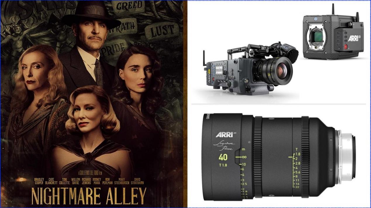 “Nightmare Alley”: Dir - Guillermo del Toro, DP - Dan Laustsen. Cameras - ARRI ALEXA 65, ARRI ALEXA Mini LF. Lenses - Signature Prime