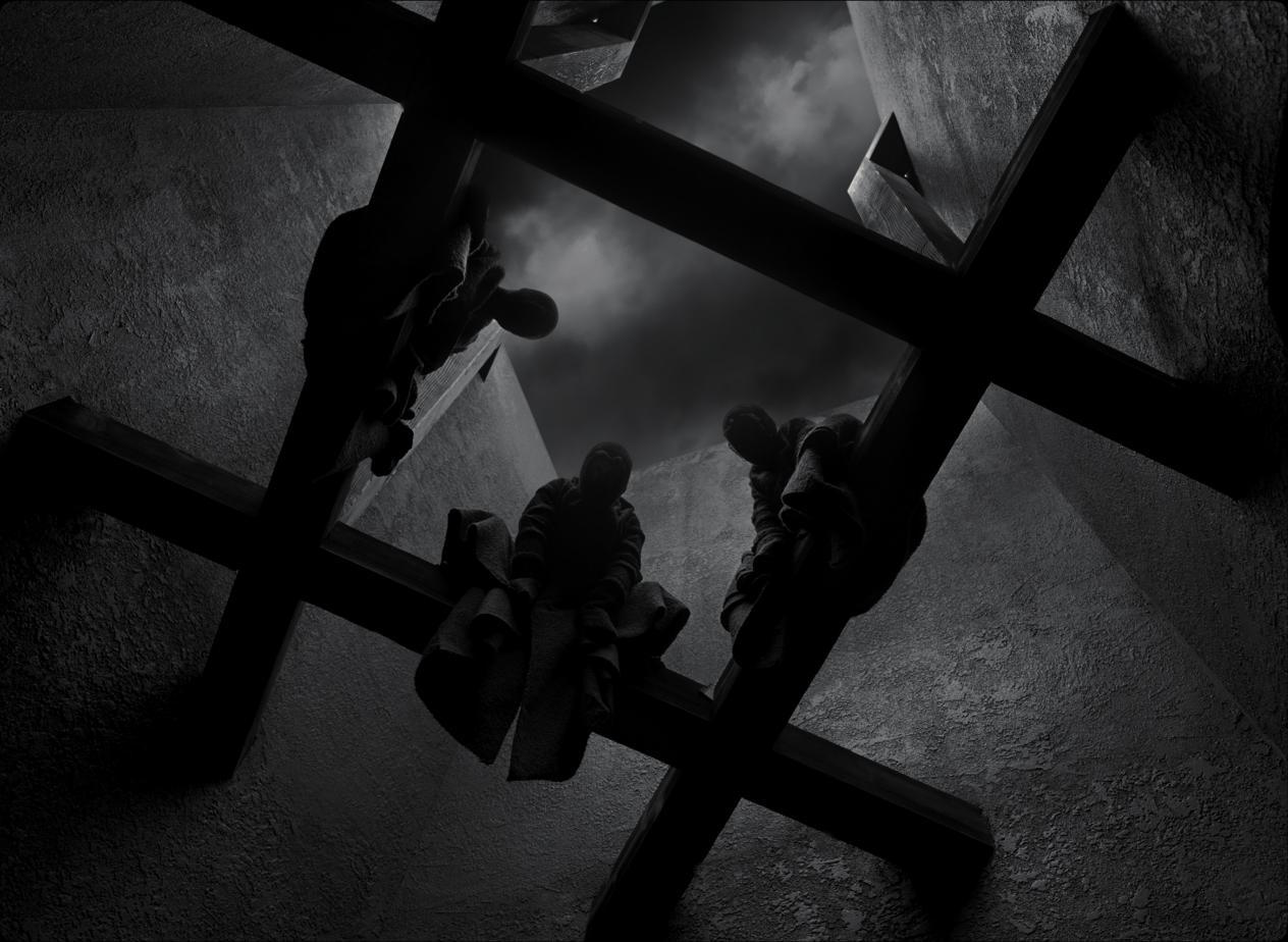 Tragedy-of-Macbeth-witches-perched-on-an-open-ceiling