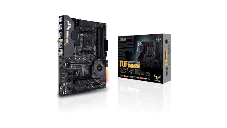 Asus TUF gaming motherboard against a white backdrop