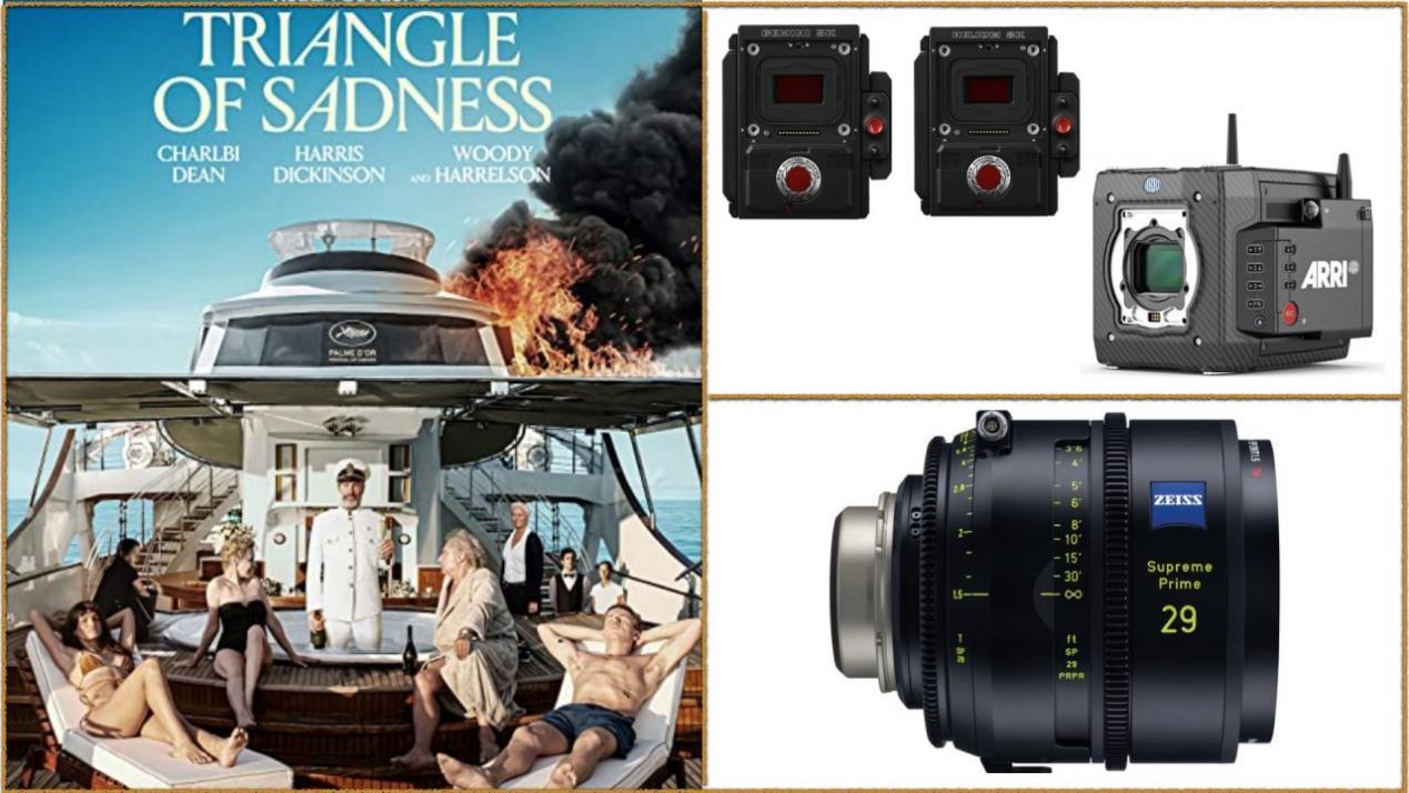 Triangle of Sadness: Cameras - ARRI ALEXA Mini LF, RED Gemini, RED Helium 8K. Lenses - Zeiss Supreme Prime