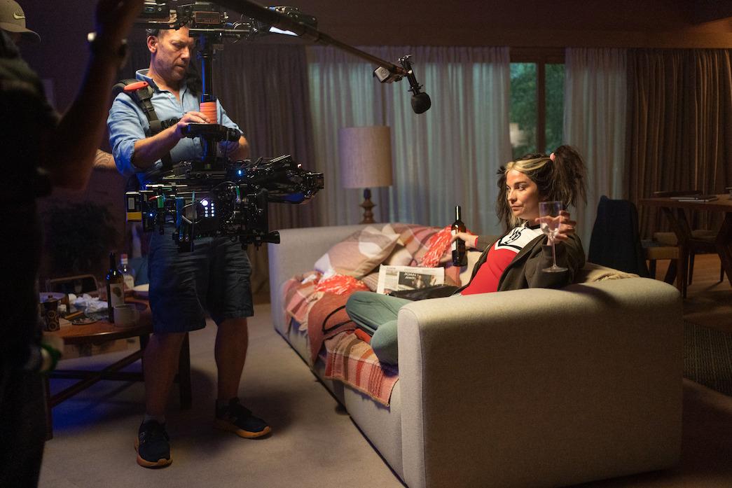 Annie Murphy as Joan in Joan is Awful BTS Black Mirror Season 6. 