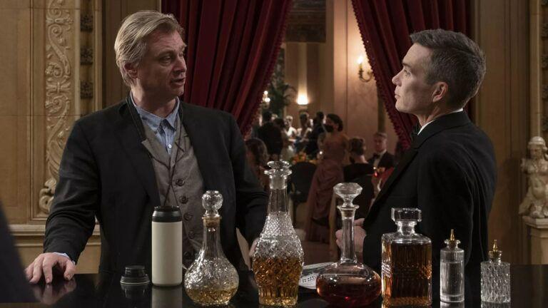 Christopher Nolan and Cillian Murphy on set for Oppenheimer. Image © Universal Pictures