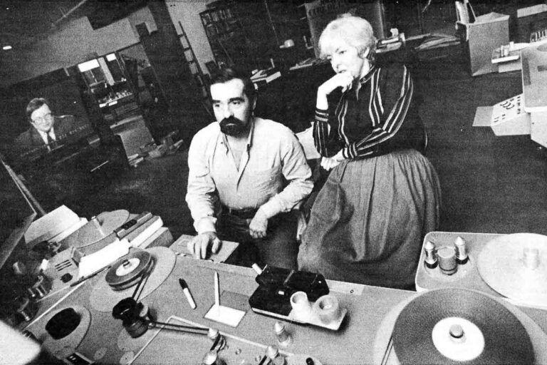 Editor Thelma Schoonmaker and Martin Scorsese hard at work on an edit.