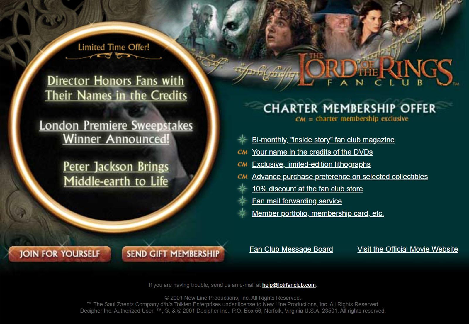 LOTR fan club home page
