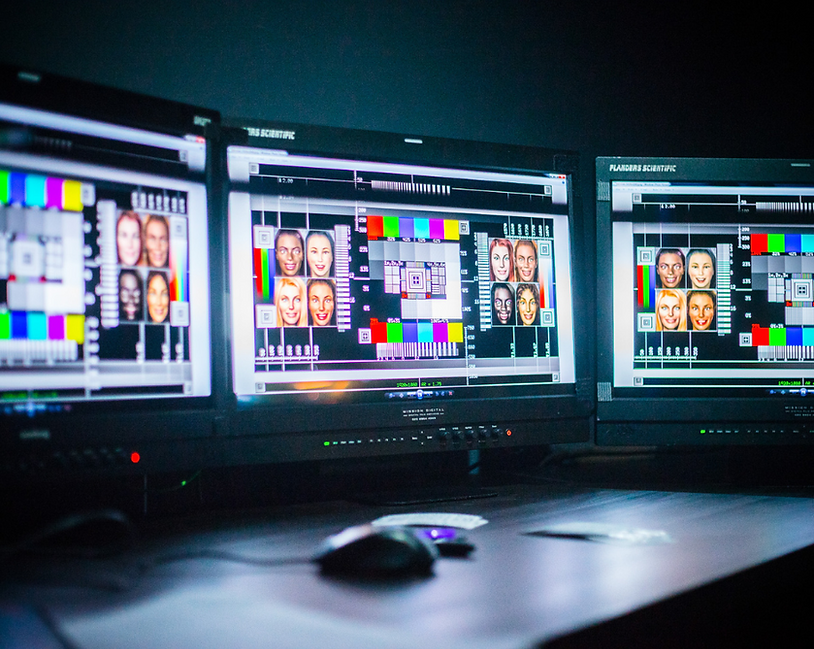 Screens showing monitor calibration and matching